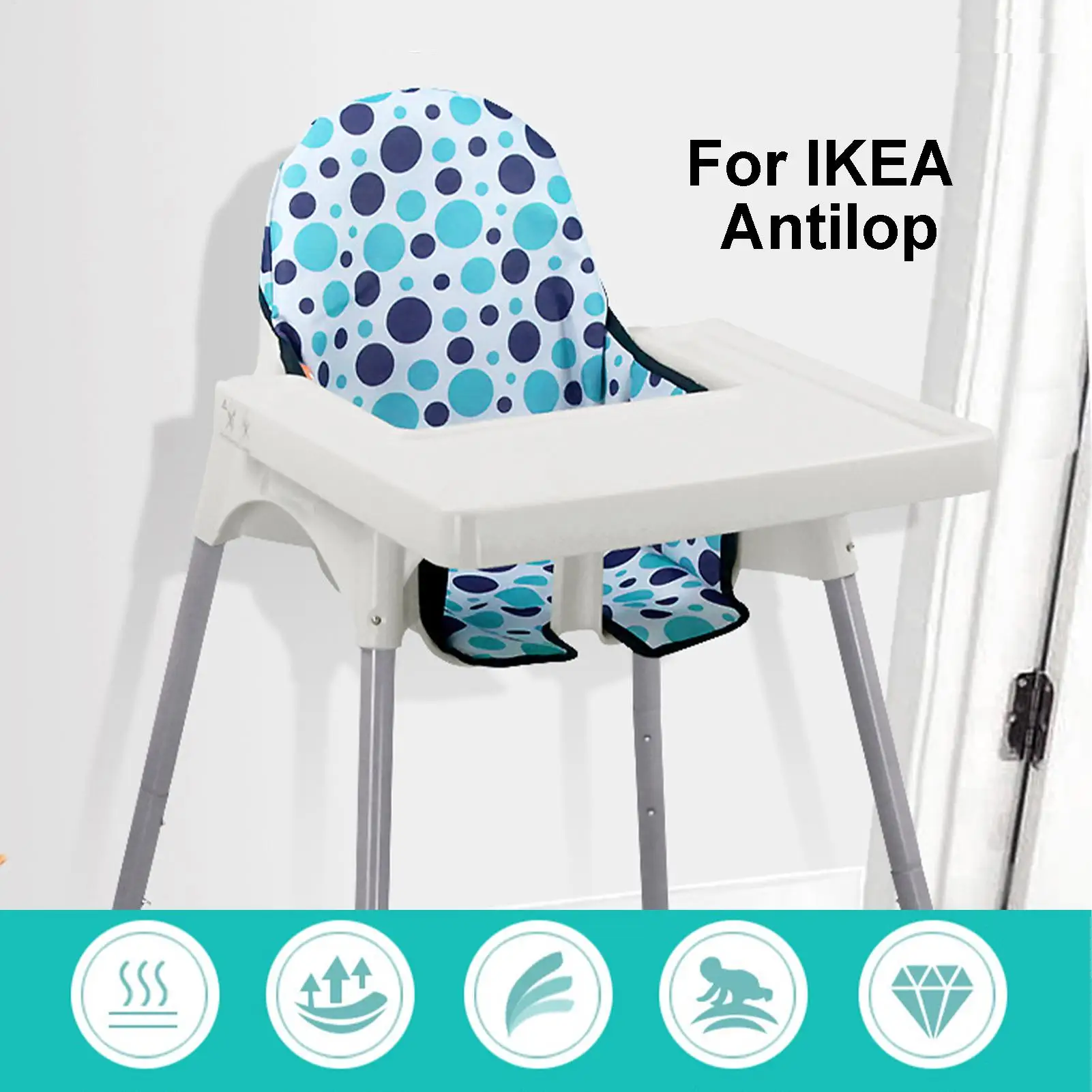 وسادة إدراج كرسي مرتفع من قماش أكسفورد لكرسي طعام الأطفال، وسادة كرسي ناعمة قابلة للغسل، سجادة كرسي عالية قابلة للطي #3