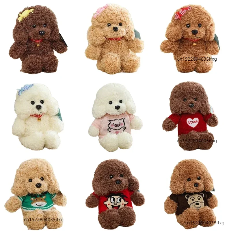 

30/38/48 см супер милая плюшевая игрушка для собаки, реалистичная плюшевая собака, плюшевая кукла, воротник, декор, сочетание свитером, детский подарок на день рождения