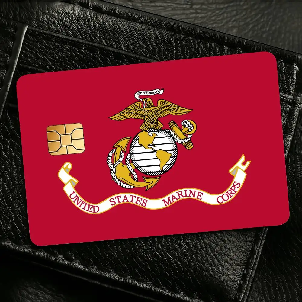 United States Marine Corps 4Pcs Waterproof Scratch Resistant Card Skin Stickers Fashion Decorative for Credit Debit Bank