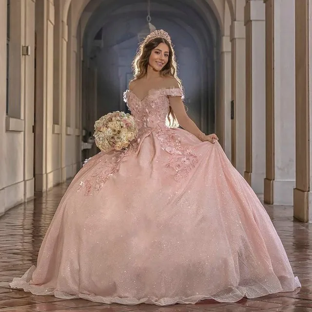 ANGELSBRIDEP небесно-голубые платья Quinceanera бальное платье с бисером 3D Цветы Vestidos 15 день рождения милое платье принцессы 16