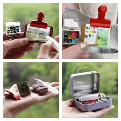 Ultra Mini Travel Watercolor Pigment Painting Tool Set Art College Students Outdoor Sketching Portable Painting Art Supplies