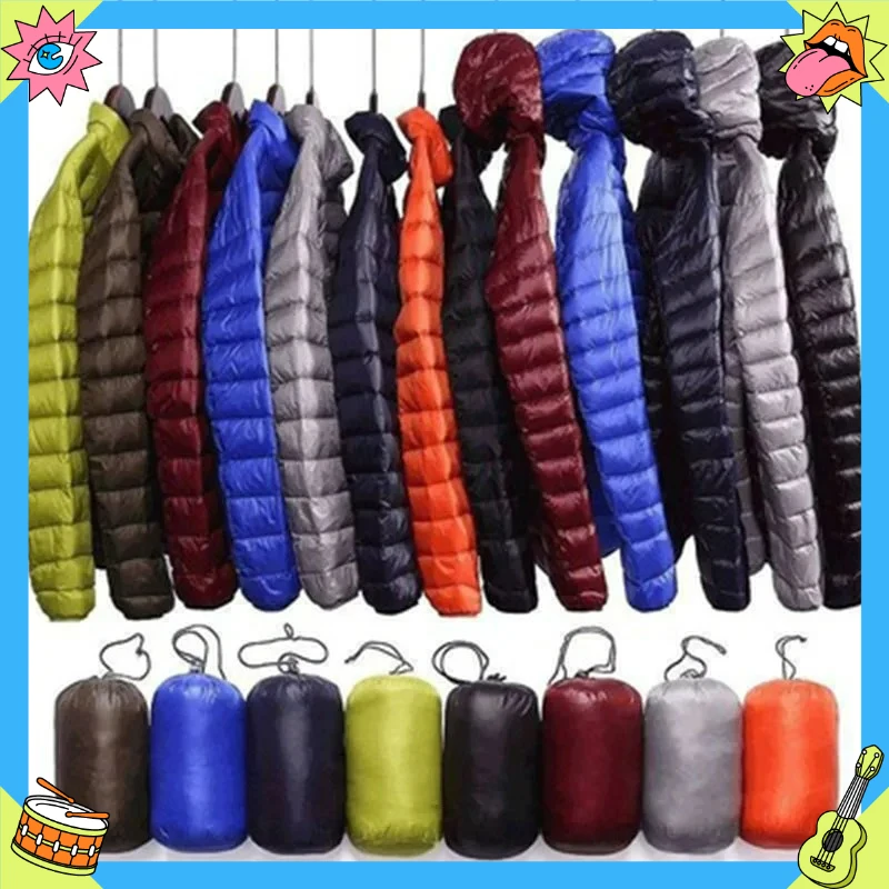 

Autumn Winter Down Jacket Men Casual Stand Collar Ultra Light Parka Coat Portable Outwear Windproof White Duck Down Jacket