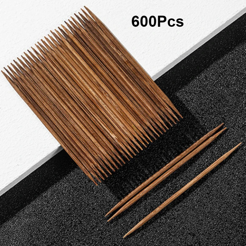 600Pcs Disposable Carbonized Bamboo Toothpicks Supermarket Hotel Household Portable Single Head Toothpicks Fruit Toothpicks 2026