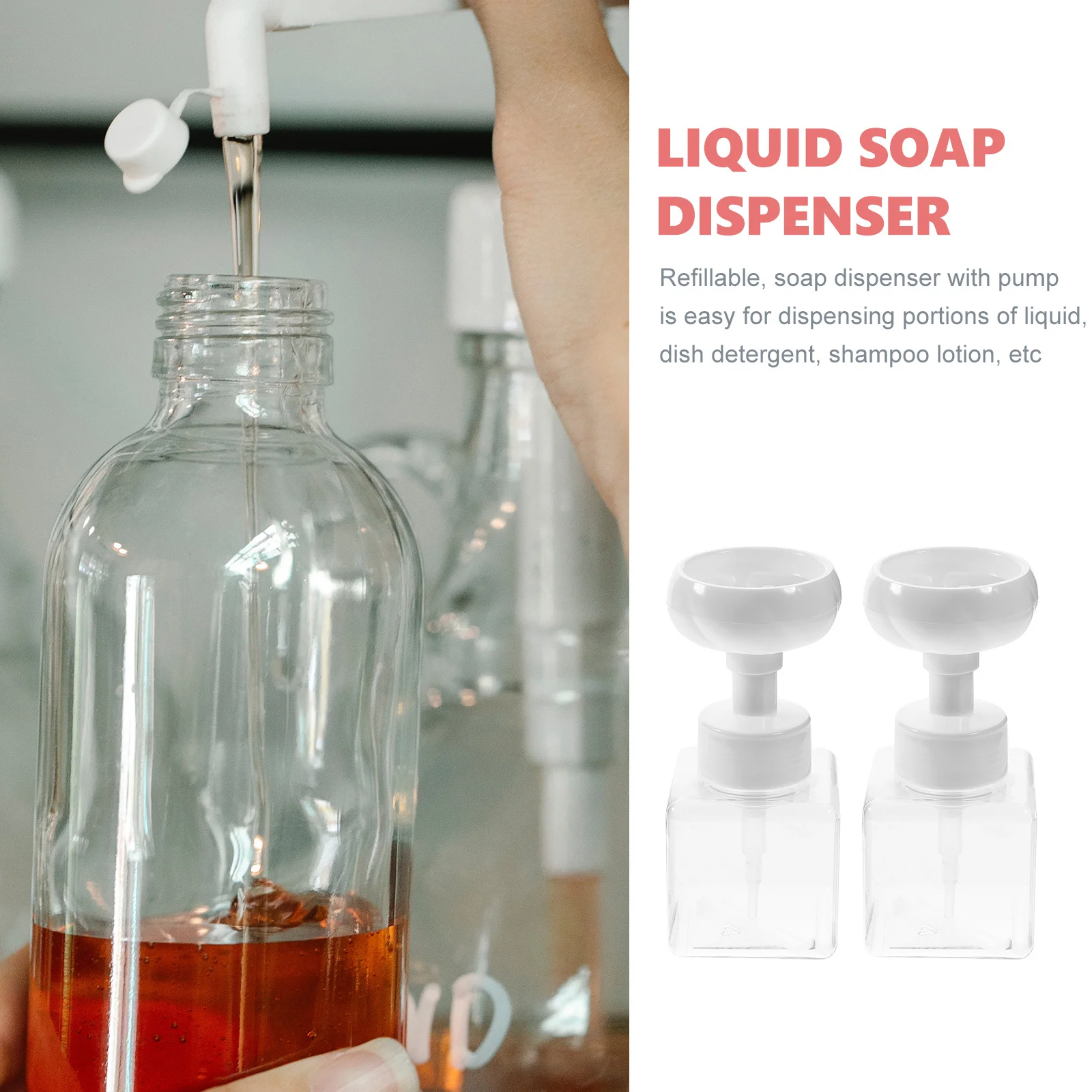 

2pcs Refillable Hand Soap Dispenser Leak-Proof Liquid Bottle For Bathroom Kitchen Travel Flower Soap Dispenser Pump Empty Bottle