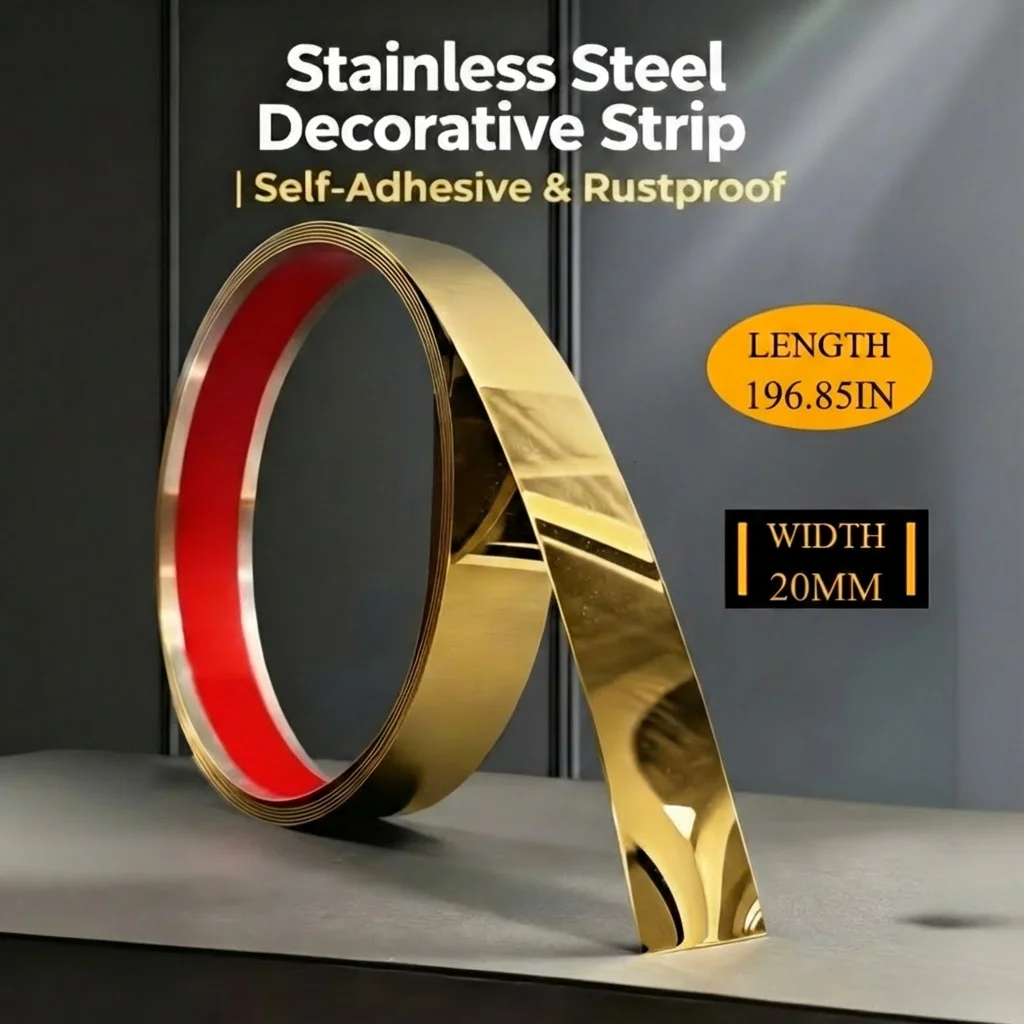 Stainless Steel Mirror/Brushed Finish Metal Wall Stickers, DIY Cuttable Self-Adhesive, Suitable for Door, Window, and Ceiling
