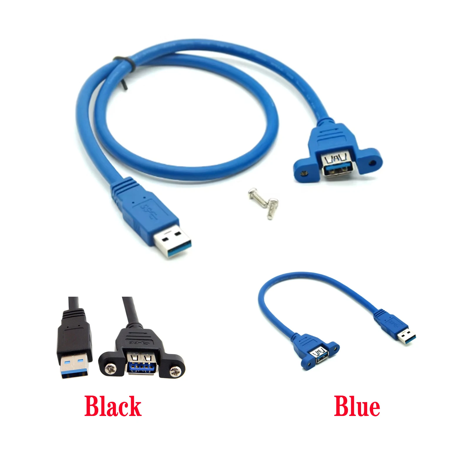 

USB 3.0 A Type Male to Female Extension Cable with Panel Mount screws 50cm 80cm 150cm