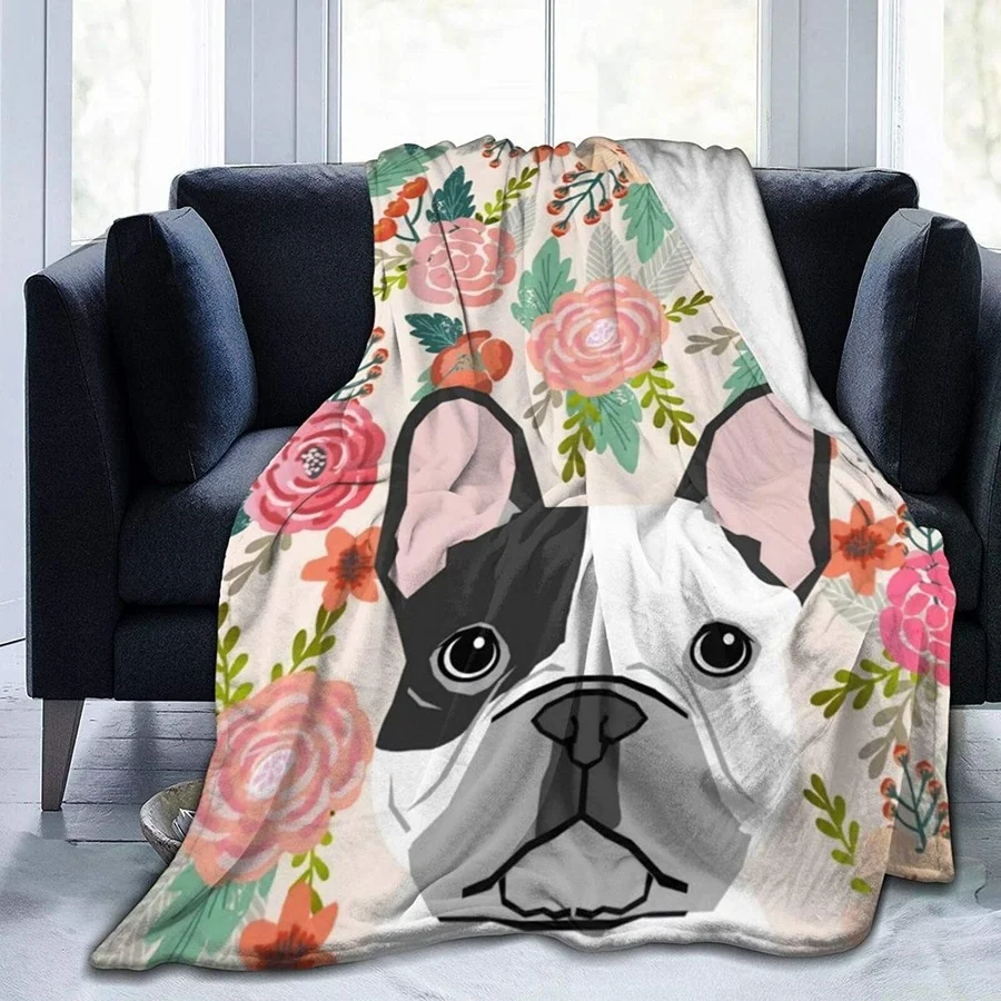 Bulldog francese cane carino flanella Ultra-morbida coperta stampata velluto peluche coperta pisolino copertura di alta qualità uso domestico divano