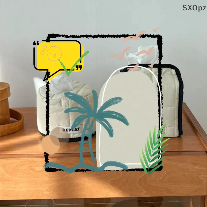 Tissue Paper Storage Box Space-saving Round Square Roll Paper Tissue Case Table Decor Tissue Bag Living Room Storage Napkin