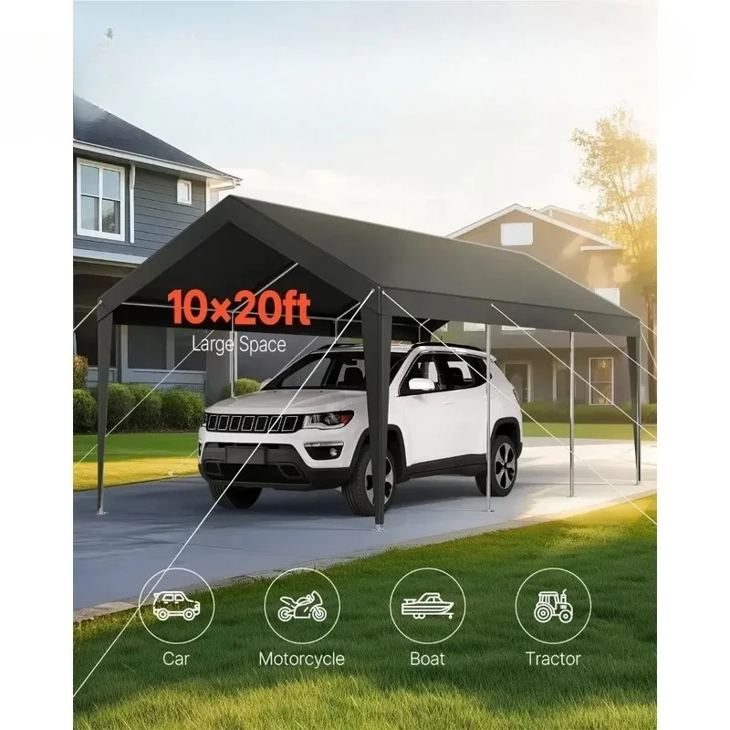 2026for 10x20 FT Outdoor Car Canopy Portable Carport Heavy Galvanized Steel Frame Waterproof Vehicle Shelter Garage Tent