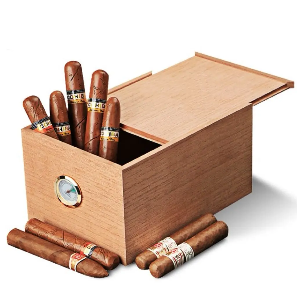 Large-Capacity Pull-Out Cigar Case, Rich-Smelling Cedarwood Moisture-Retaining Cigar Case.