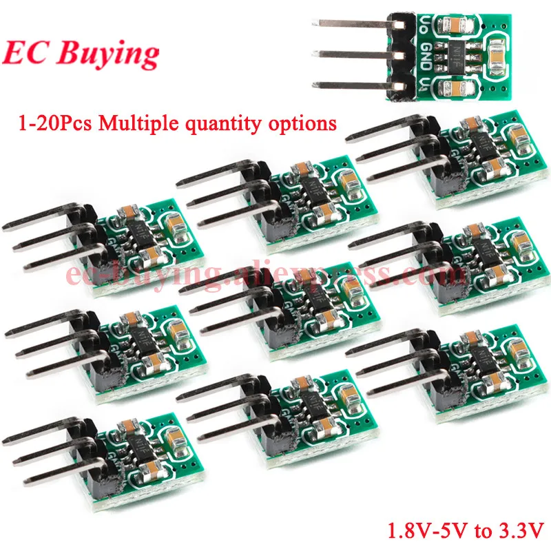 1 szt.-20 szt. Mini Moduł DC-DC Automatyczny Konwerter Buck-Boost 1.8V 3V 3.7V 5V na 3.3V Obniżający/Podwyższający Napięcie Nisko Szumowy Regulowany Moduł Ładowania