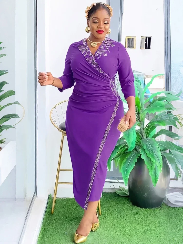 

Party Prom Dresses For Women V-neck Bodycon Maxi Robes 2025 Africa Clothing Elegant Office Ladies Dress Turkey Nigerian Gowns