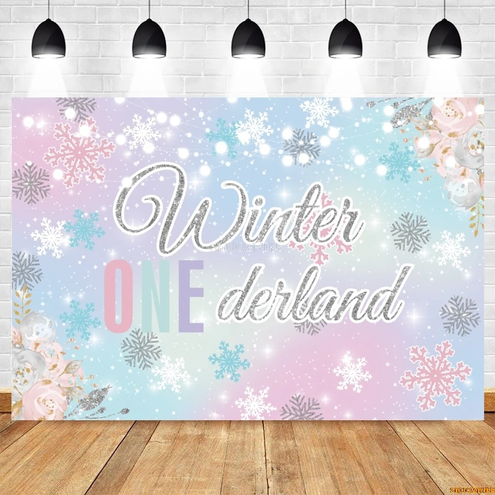 Зимний детский фон для дня рождения, снежинка для девочек и мальчиков, детский душ, фон для фотосъемки, декор, баннер, реквизит для фотостудии