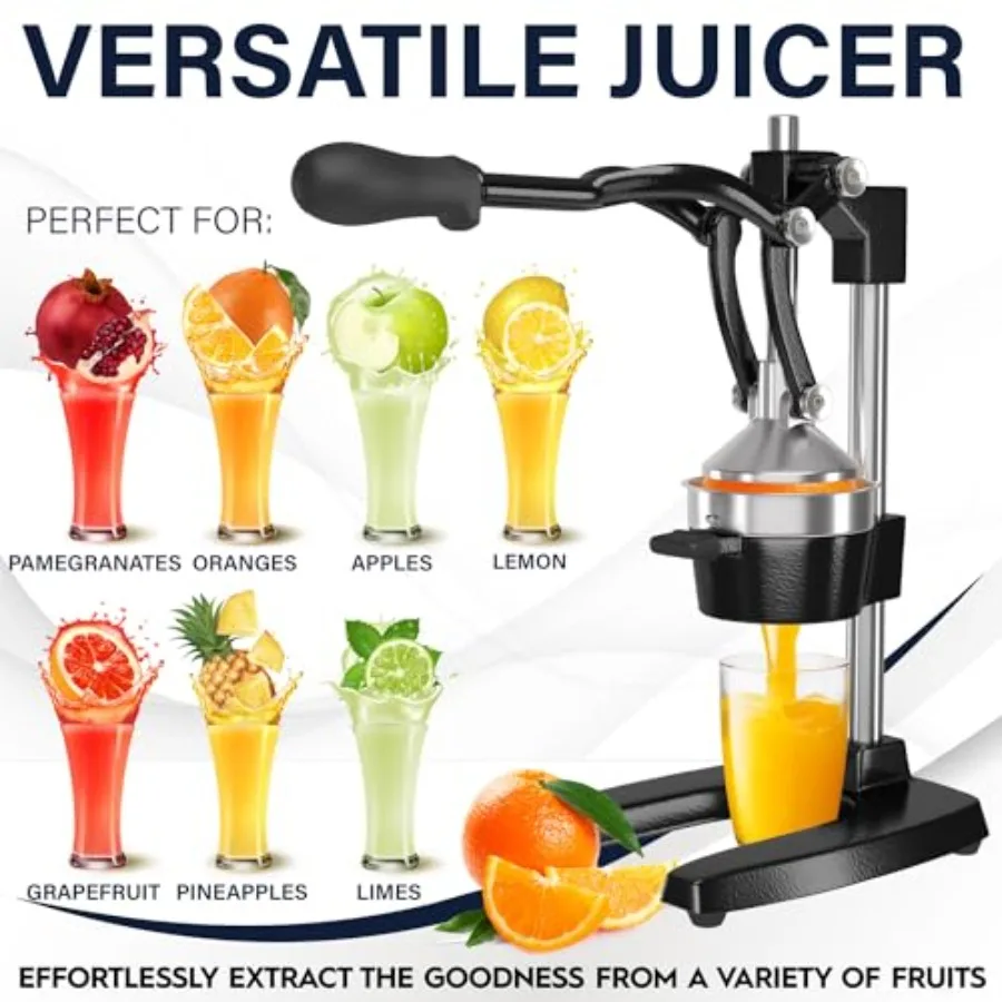 Cast Iron Citrus Juicer for Fresh Orange Juice in Commercial Kitchens and Home Use ExtraLarge Manual Hand Press with Heavy Duty