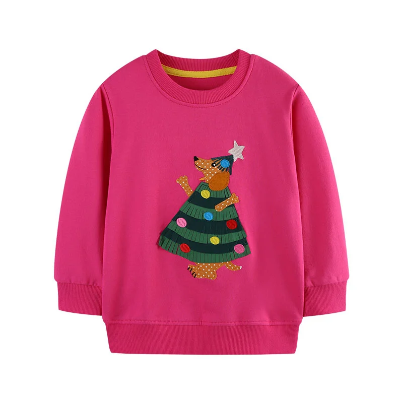 

Jumping Meters 2-7T 2025 Christmas Applique Girls Sweatshirt Autumn Spring Cotton Long Sleeve Children's Clothing Toddler Shirts