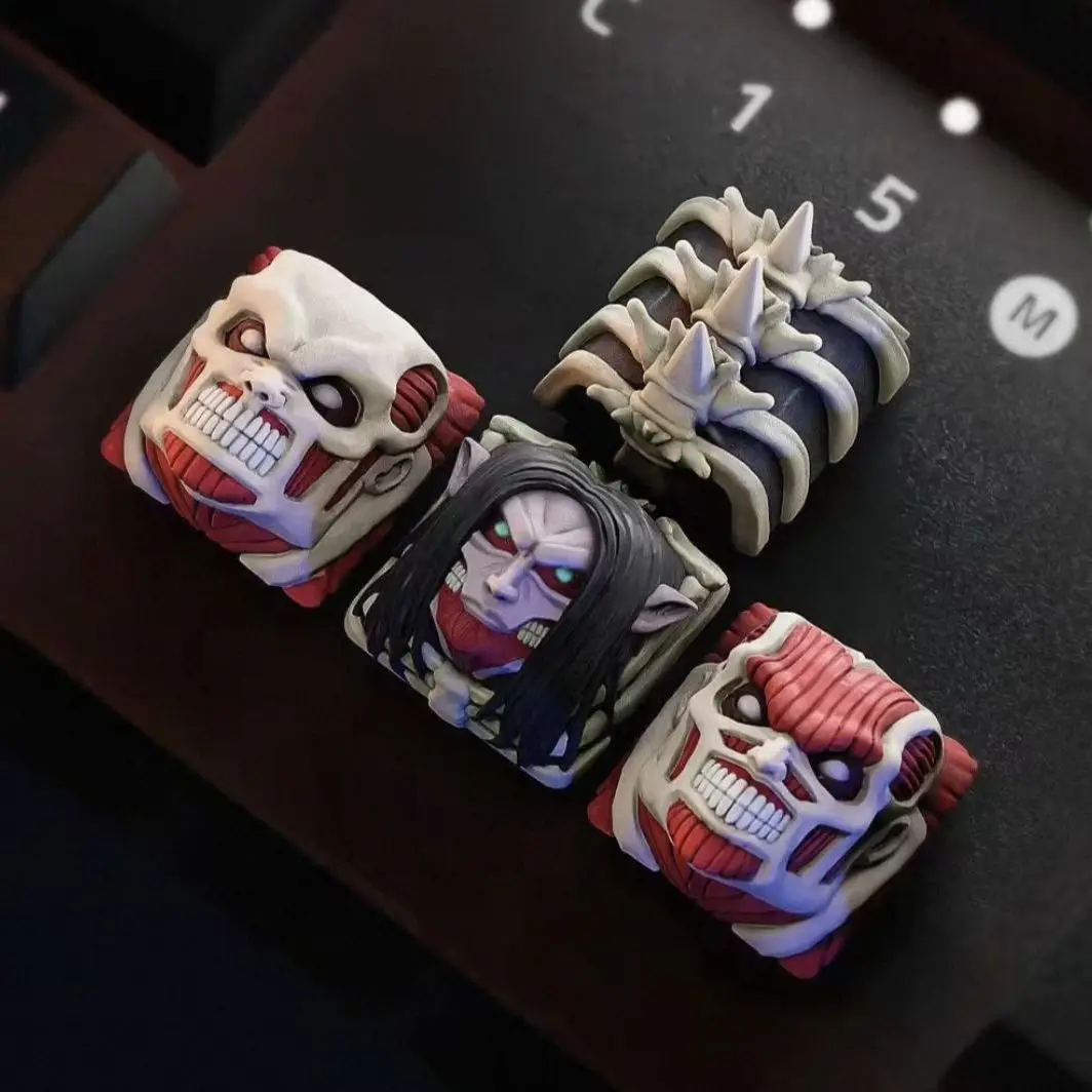 NEW Attack on Titan Co branded keycap set cartoon Alan 3D Personalized Mechanical Keyboard Cross axis Keycaps Boy's gift toy