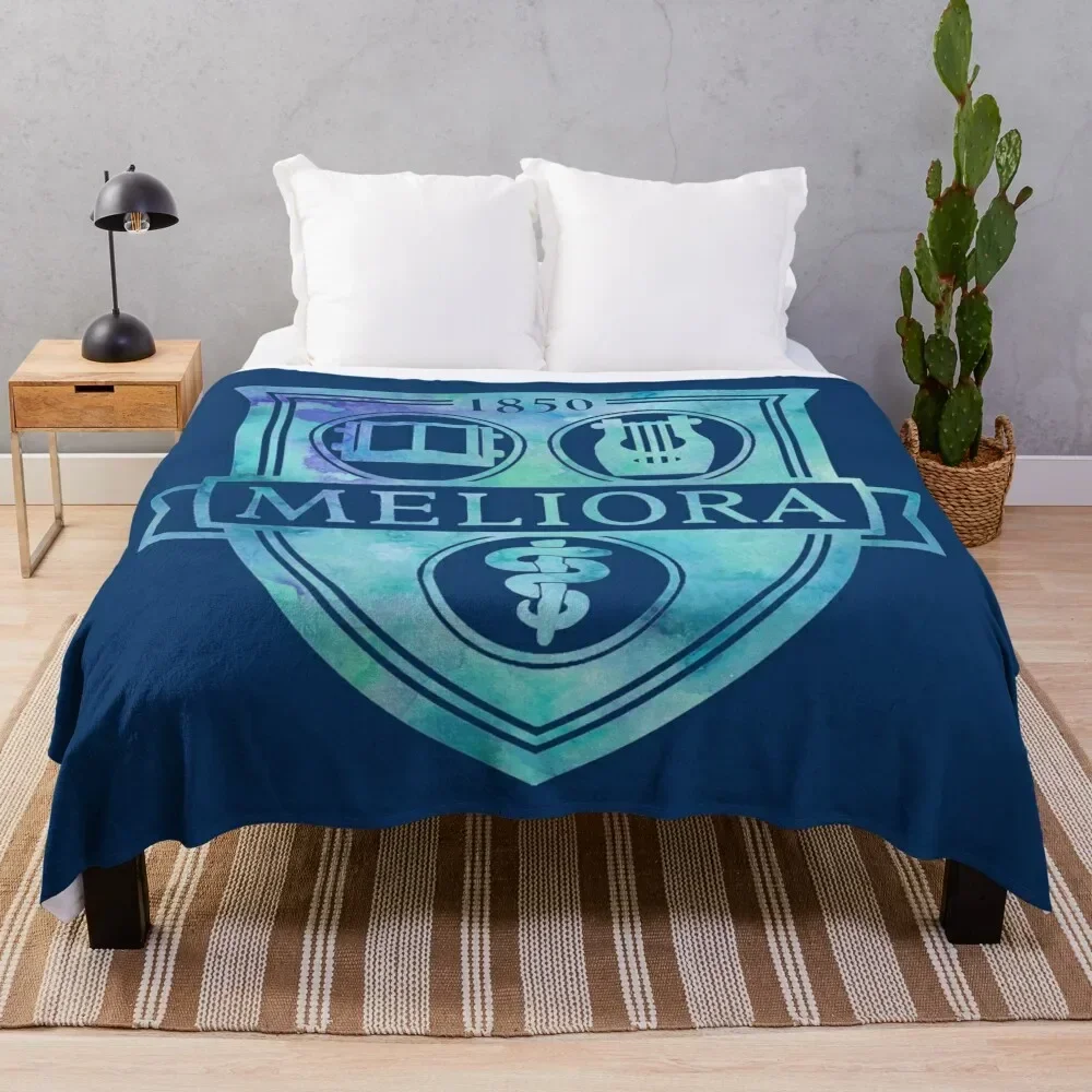 Meliora University of Rochester Watercolor Logo Design in Blue Throw Blanket Beautifuls Soft Big Thin Blankets