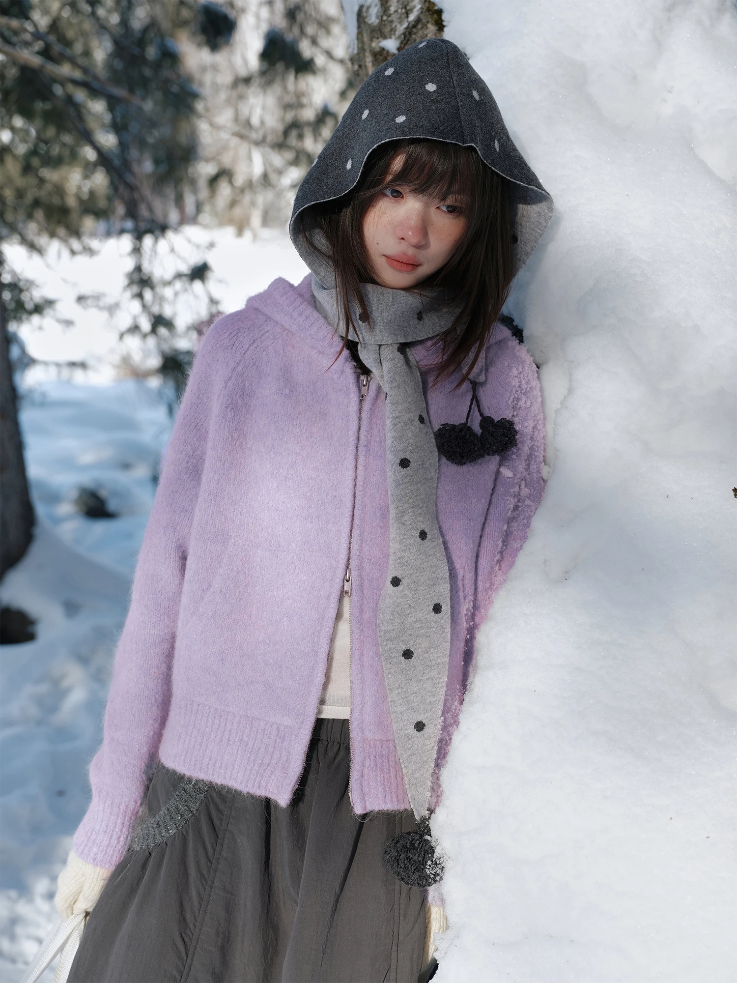 

Knitted Zipper Hat Sweater Small Size Alpaca Wool Outerwear Casual Sle Women's Warmth Comfortable Long Sve Coat