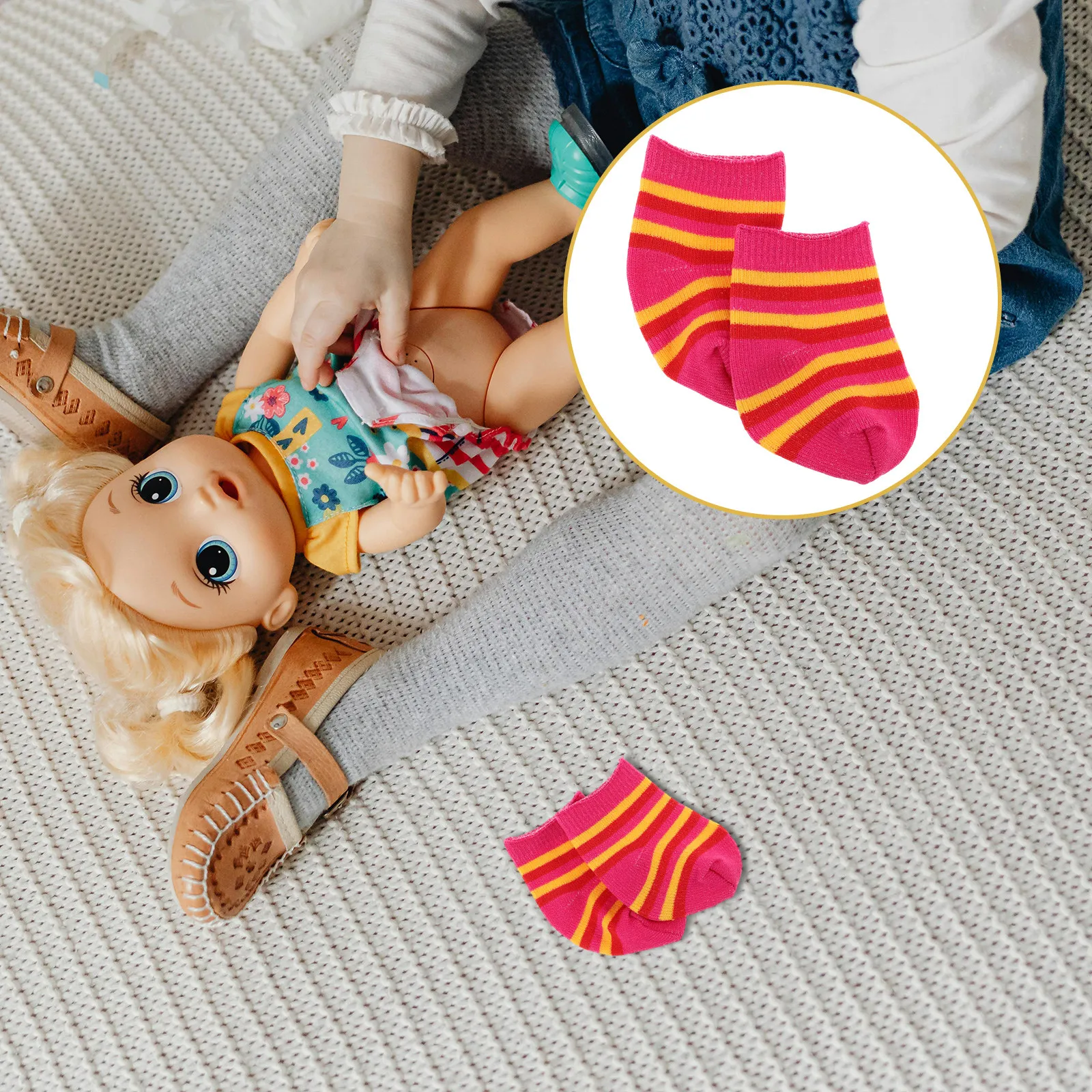 

10 пар хлопковых детских носков, мини-носки 18 дюймов, аксессуары, подарок на день рождения, праздничный подарок, мягкие разноцветные носки, одежда для кукол