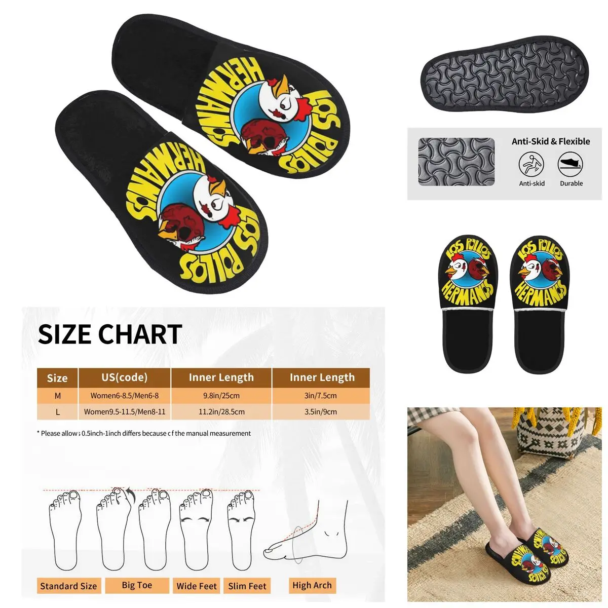 3D printing Men Women Furry Indoor slippers,Los Pollos Hermanos Breaking Bad Cosy special Anti-skid Slippers