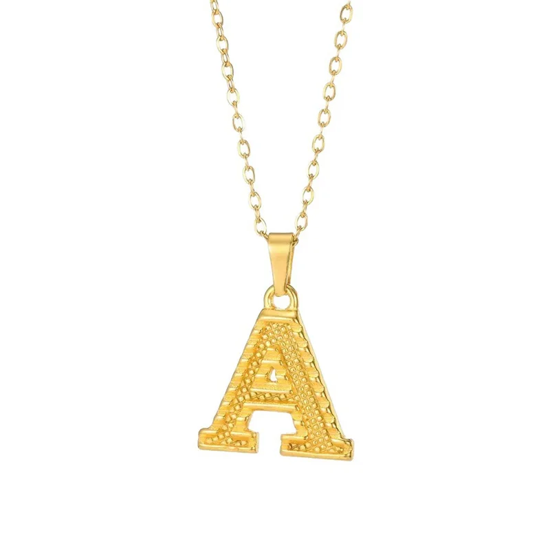 Stainless Steel Initial Necklaces For Women Men Gold Color Letter Necklace Pendant Jewelry Male Female Neck Chain Birthday Gift