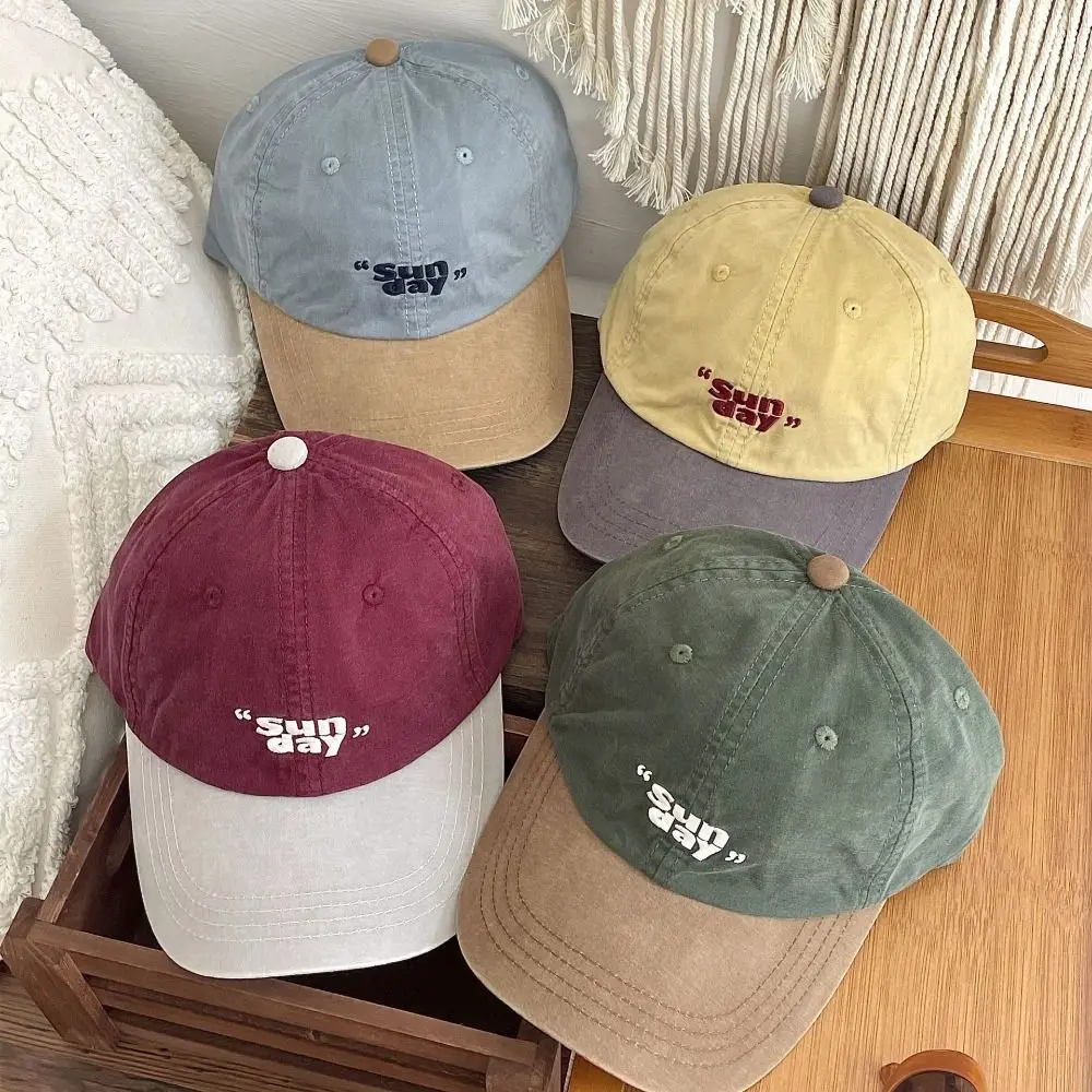 Stitching and Contrasting Colors Casual Baseball Cap Korean Style Soft Top Outdoor Retro Sports Hat Soft Top Peaked Cap Woman's