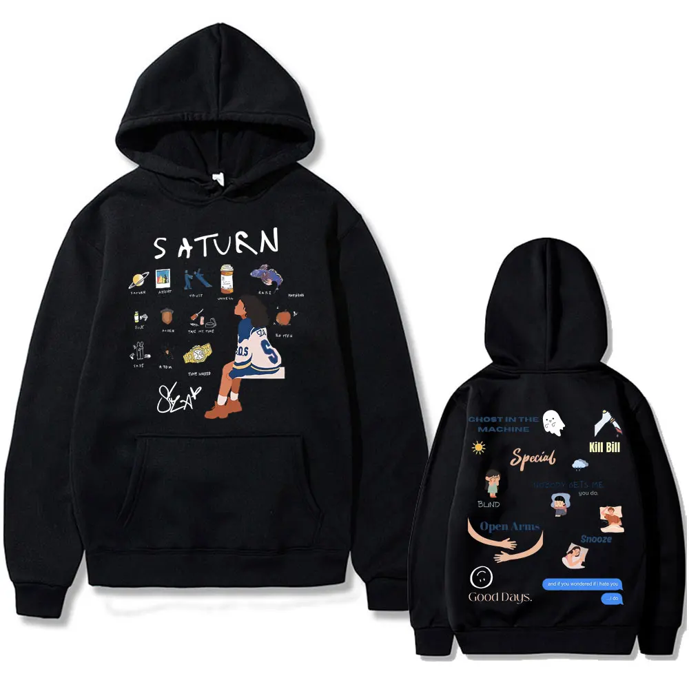 

Rapper SZA Saturn Album Print Hoodie Men Women Hip Hop Fashion Oversized Sweatshirt Male Casual Fleece Cotton Hoodies Streetwear