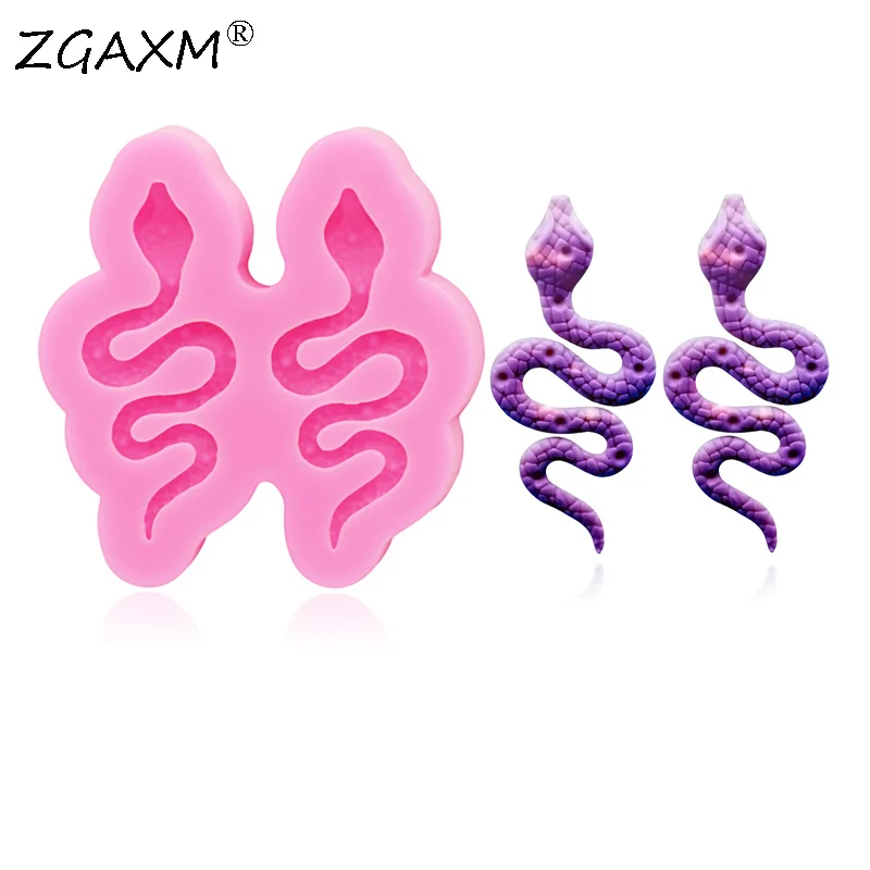 LM 58-DIY Snake earrings Silicone Mold shaker resin polymer clay Animal Jewelry Mold Cake Candy Cookies chocolate Silicone Mold