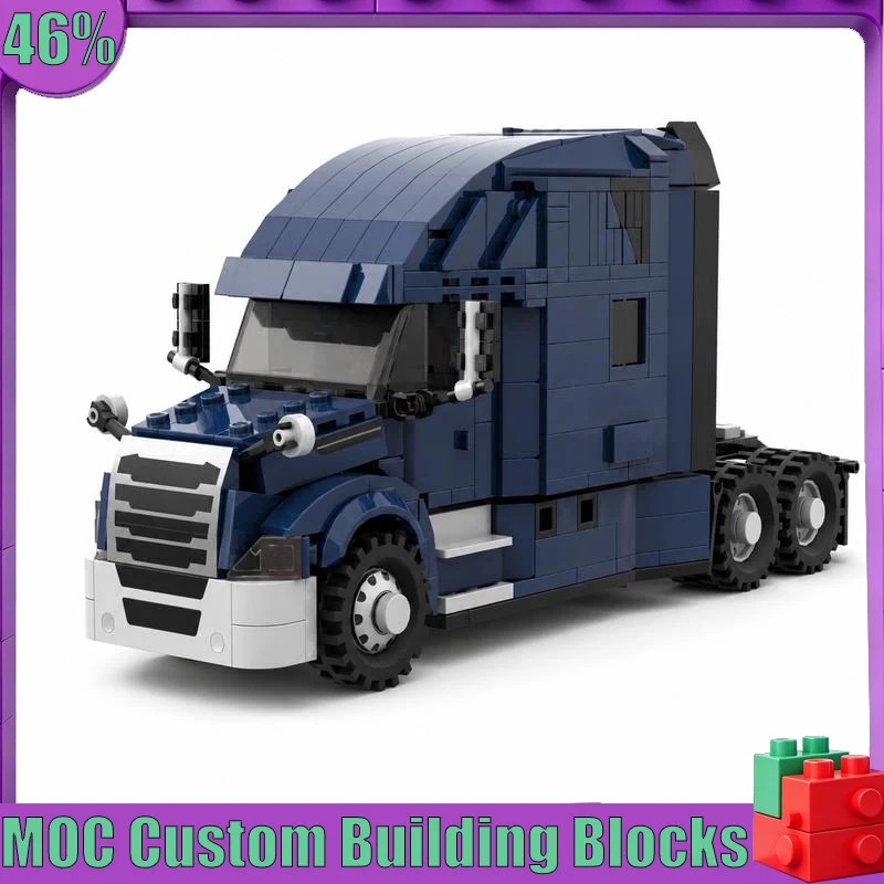 684PCS Heavy Duty Long Haul Semi Truck Cab Custom Building Blocks Vehicle Assembly Model Birthday Gift For Truck Hobby Collector