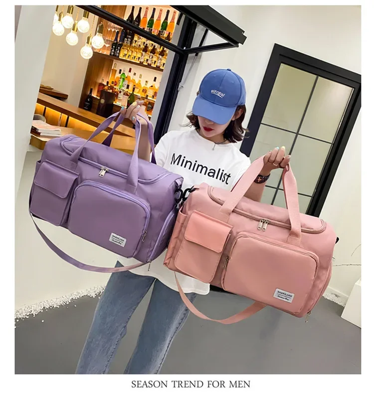 Bolsa de viaje de gran capacidad para mujer, bolsa de gimnasio para fin de semana, bolsas de lona para la noche con comp
