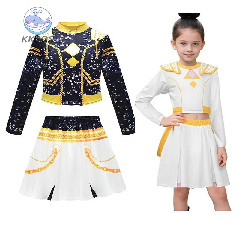 

Girls Kpop Zoey Cosplay Costume Halloween Demon Hunters Rumi Mira Cosplay Tops Skirt Clothes Printed Stage Dress Girls Role Play