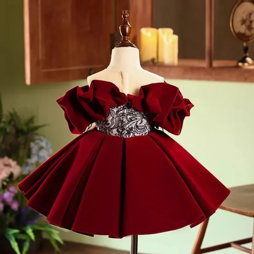 New Children\'s Evening Gown Host Piano Performance Wedding Birthday Party Flower Girl Dresses A4321 Vestidos Bridesmaid Dresses