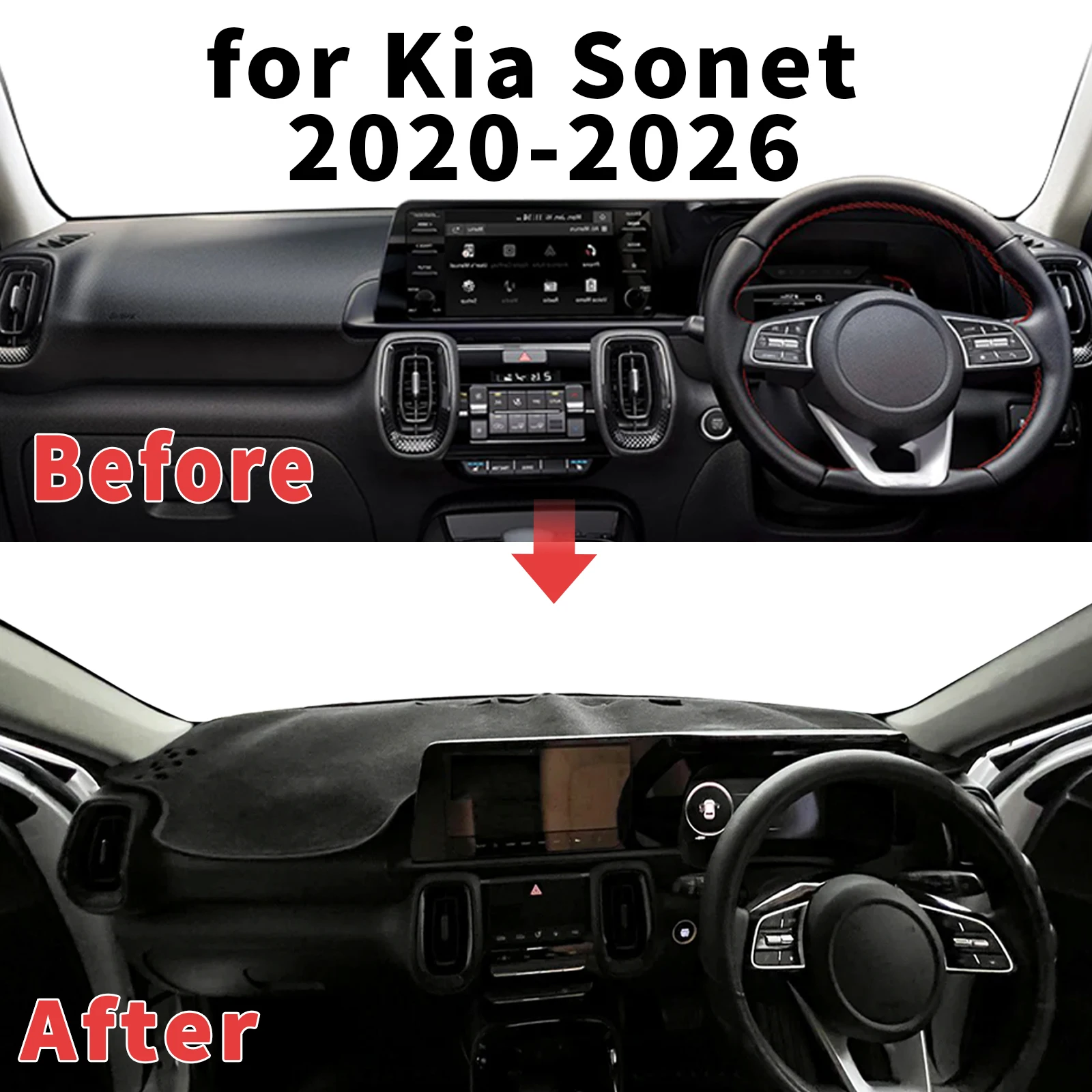 

fit for Kia Sonet 2026 2025-2020 Dashboard Cover Sun Shade Protector Dashmat Anti-Glare UV Block Carpet Mat Automotive Dash Mat