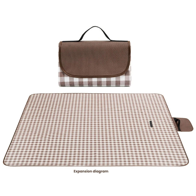 Outdoor Picnic Blanket Waterproof Sand Mat Foldable Lightweight For Beach Camping Hiking Brown