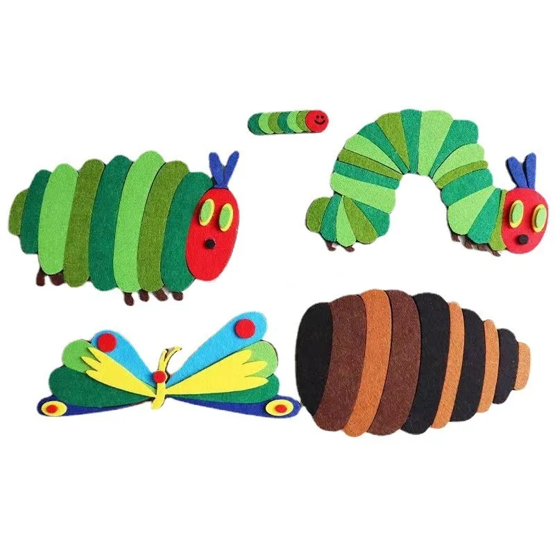 Hungry Caterpillar Performance Props Felt Toys English Picture Books Teaching Aids Open Classes Children\'s Gifts Triangle Toys