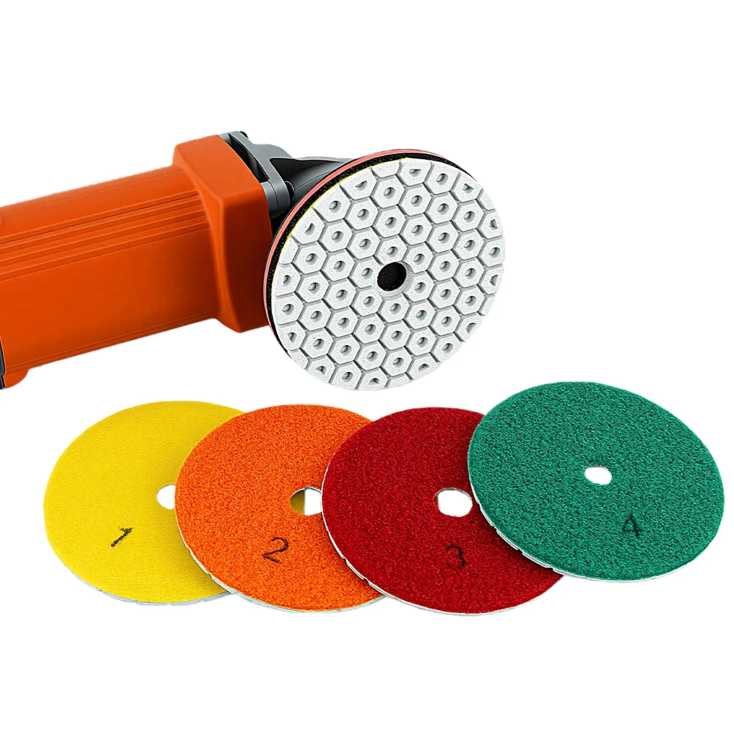 4 Stück 4 Zoll 100mm Diamant-Polierpads 4-Stufen Nass-Polierpad für Granit, Marmor, Terrazzo, Quarz Schleifpolierscheibe – Detail 8