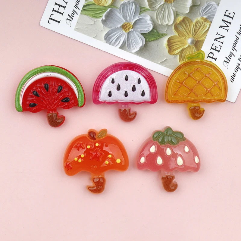 10/100pcs Fruit Umbrella Popsicles Decoration Cabochon Flatback Scrapbooking Decor DIY Hair Bows Jewelry Crafts Accessories
