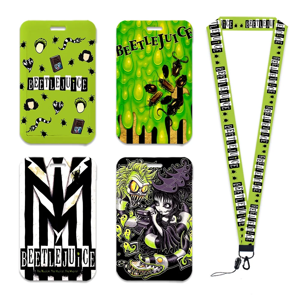 

Cartoon Horror Movie ID Card Holder Lanyards Work Card Badge Clip Neck Strap Bus Card Case Badge Holder Halloween Gift