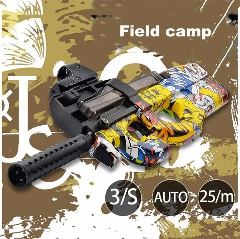 P90 Electric Gun , Fully Automatic Toy Gun Suitable for Outdoor Activities -, Outdoor Shooting Team Game(without water beads）