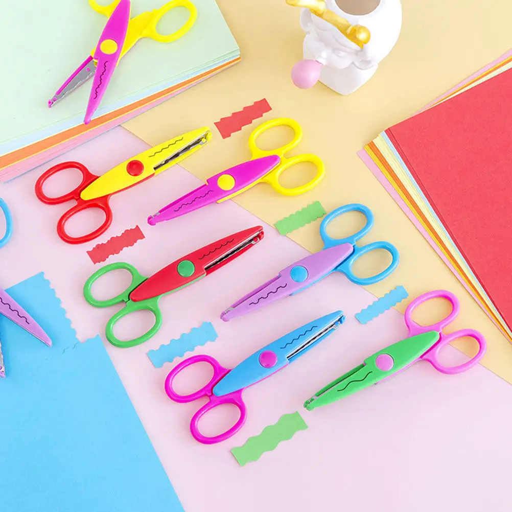 

6Pcs Scissors Children Lace Scissors Premium Material Safe Rounded Tip Lightweight Easy Grip for DIY Paper Cutting