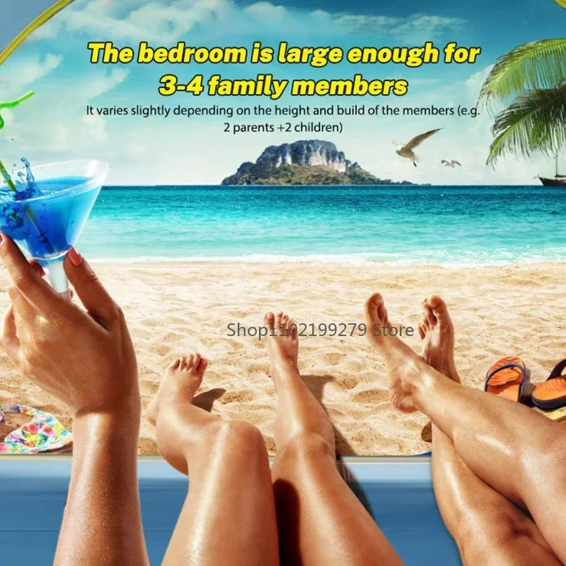 خيمة شاطئ سريعة الفتح أوتوماتيكية، خيمة مأوى للشمس، خفيفة الوزن للتخييم في الهواء الطلق، ثلاثة خيام واسعة وجيدة التهوية