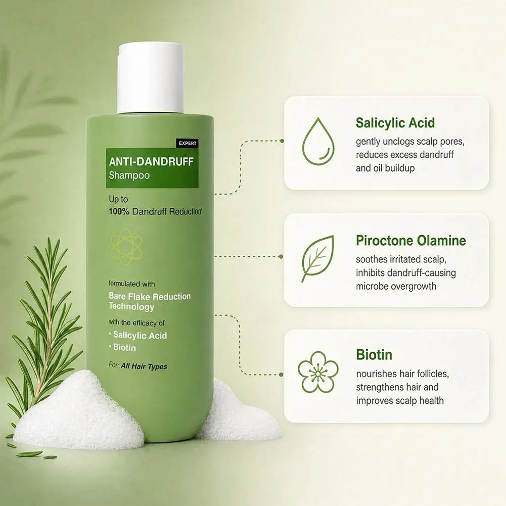 Anti-Dandruff Shampoo Deep Scalp Exfoliation Hair Follicle Rejuvenation Reduces Breakage and Thinning for Oily, Itchy, Or Flaky