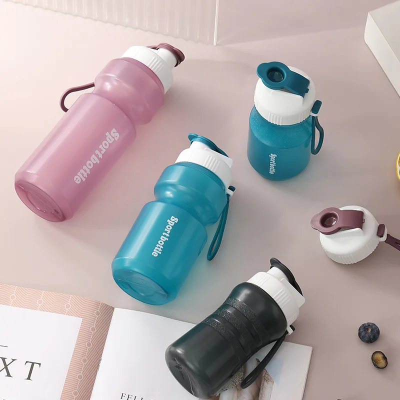 

750ml Portable Water Bottle Large Capacity Plastic Cup Leak-Proof For Home School Outdoor Sports PP Cap Snap Button Random Color