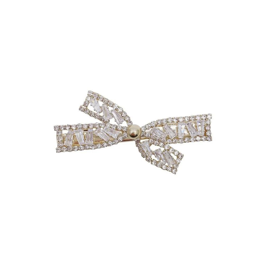 Fashion Zircon Cross Bow Tie Hair Clip Temperament Side Clip Back Head Duckbill Clip Super Fairy Women Hair Accessories