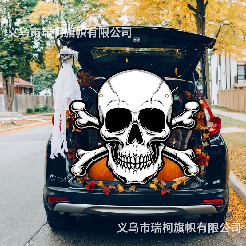 

Halloween Cartoon Car Trunk Banner Skull Pumpkin Spooky Ghost Festival Party DIY Trick or Treat Happy Halloween Day 2025
