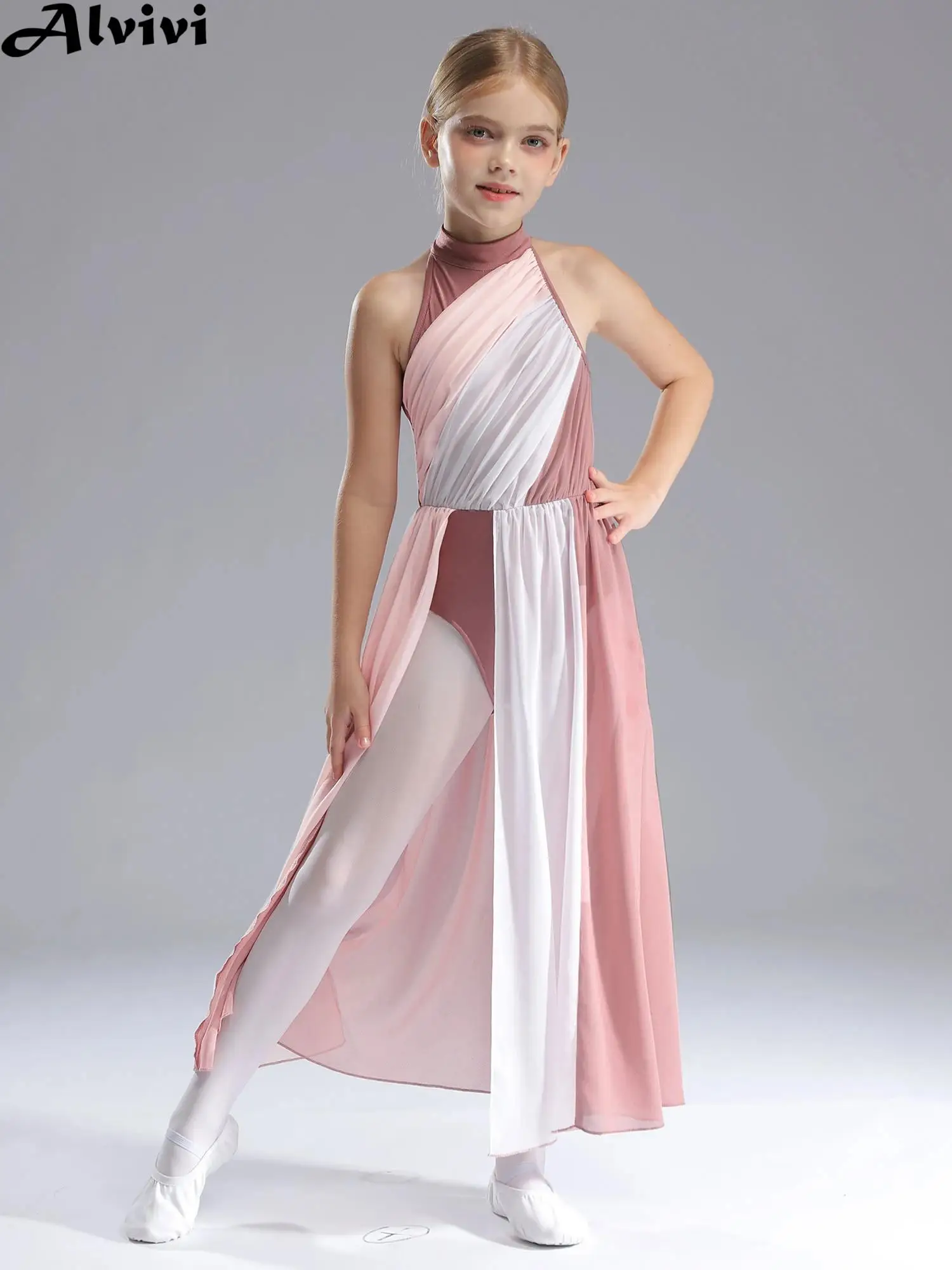 

Детское платье для девочек без рукавов для современного лирического танца, балета, гимнастики, фигурного катания, акробатики, танцевальные купальники-платья