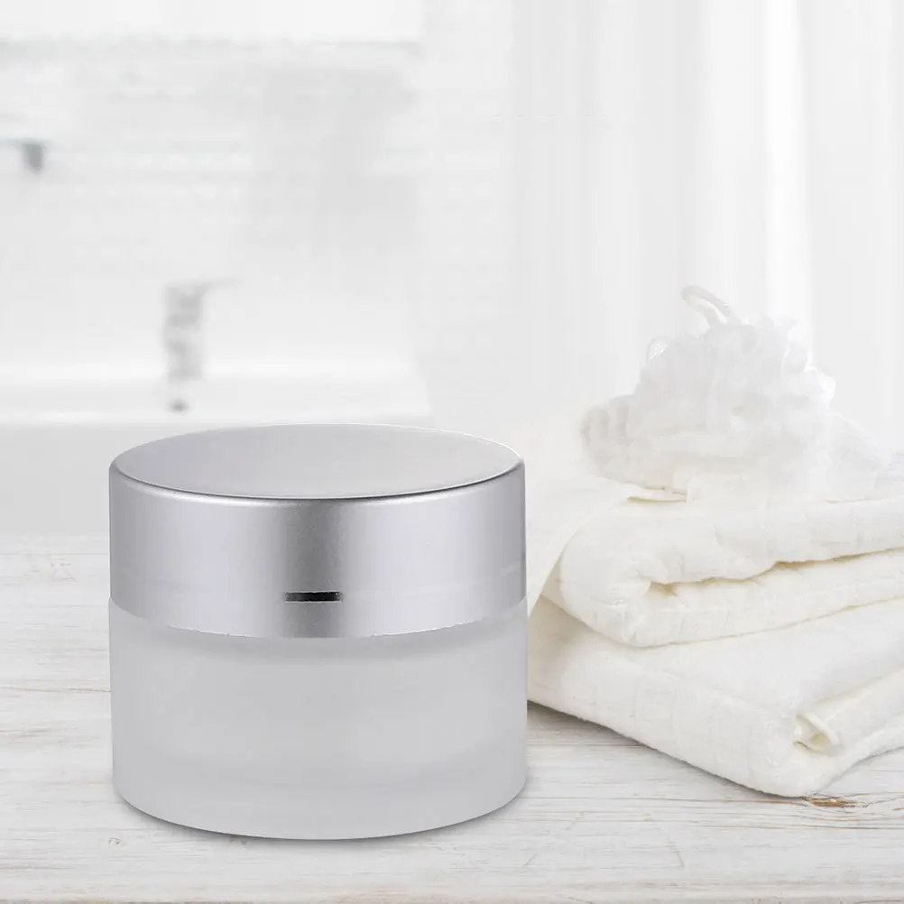 

8Pcs Portable Mini Frosted Glass Cream Jars Refillable Air-Tight Sealed Makeup Storage Containers Small Holder