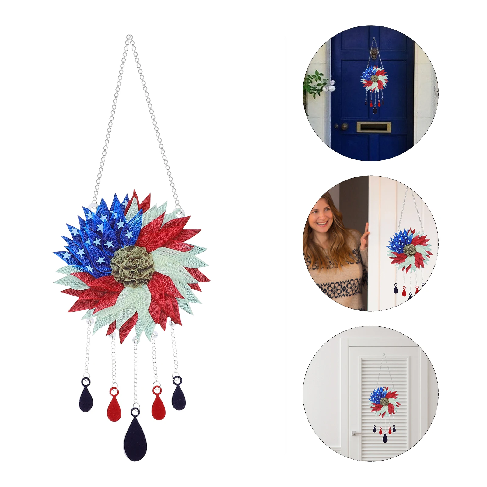 

Festival Wind Chime Decor Acrylic Patriotic USA Banner Hanging Door Bell Decoration American Flag Style Home Accent