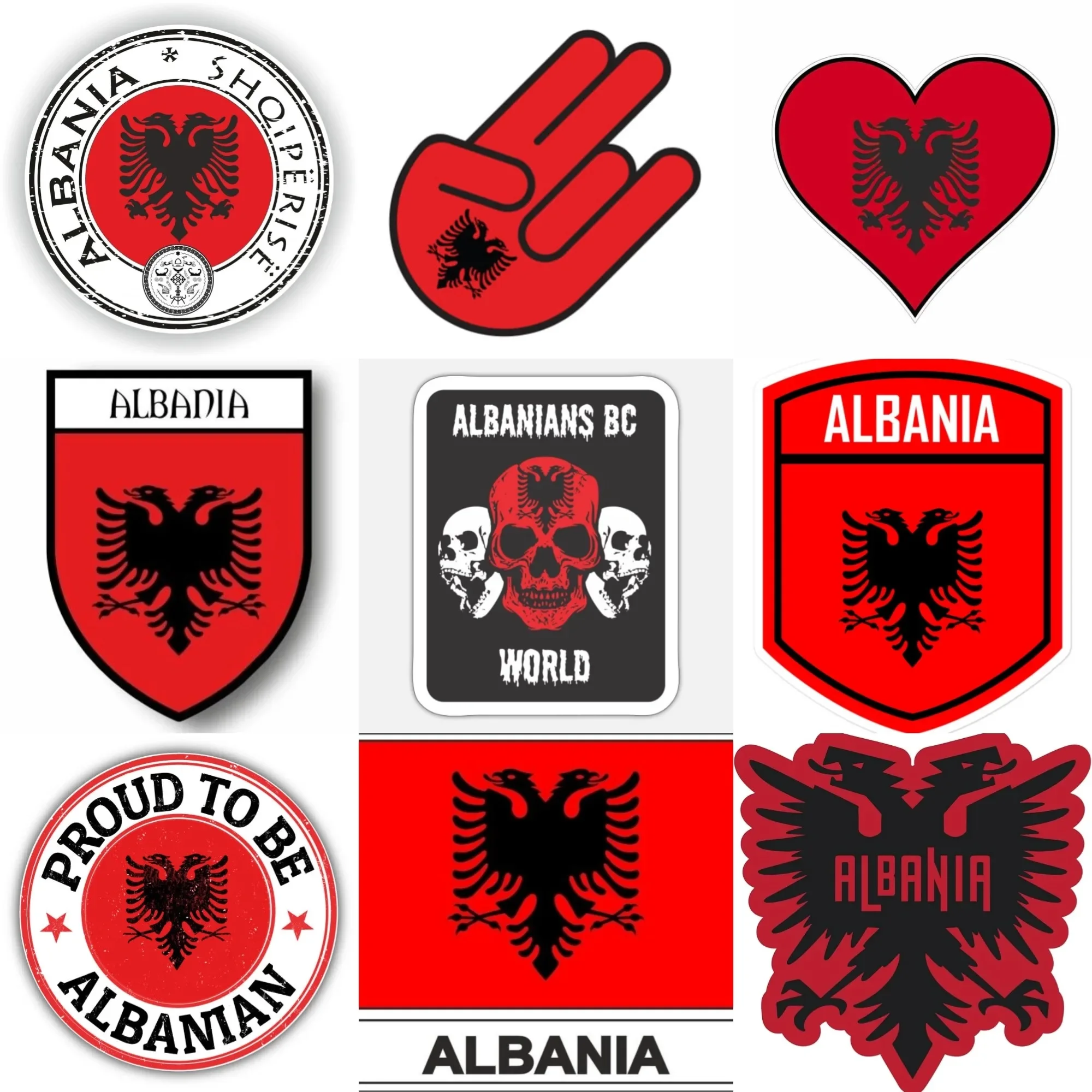 

AL Albania Flag Emblem Eagle Creative Sticker for Decorate Car Bicycle Truck Motorcycle Wall Window Fridge Decal Accessories
