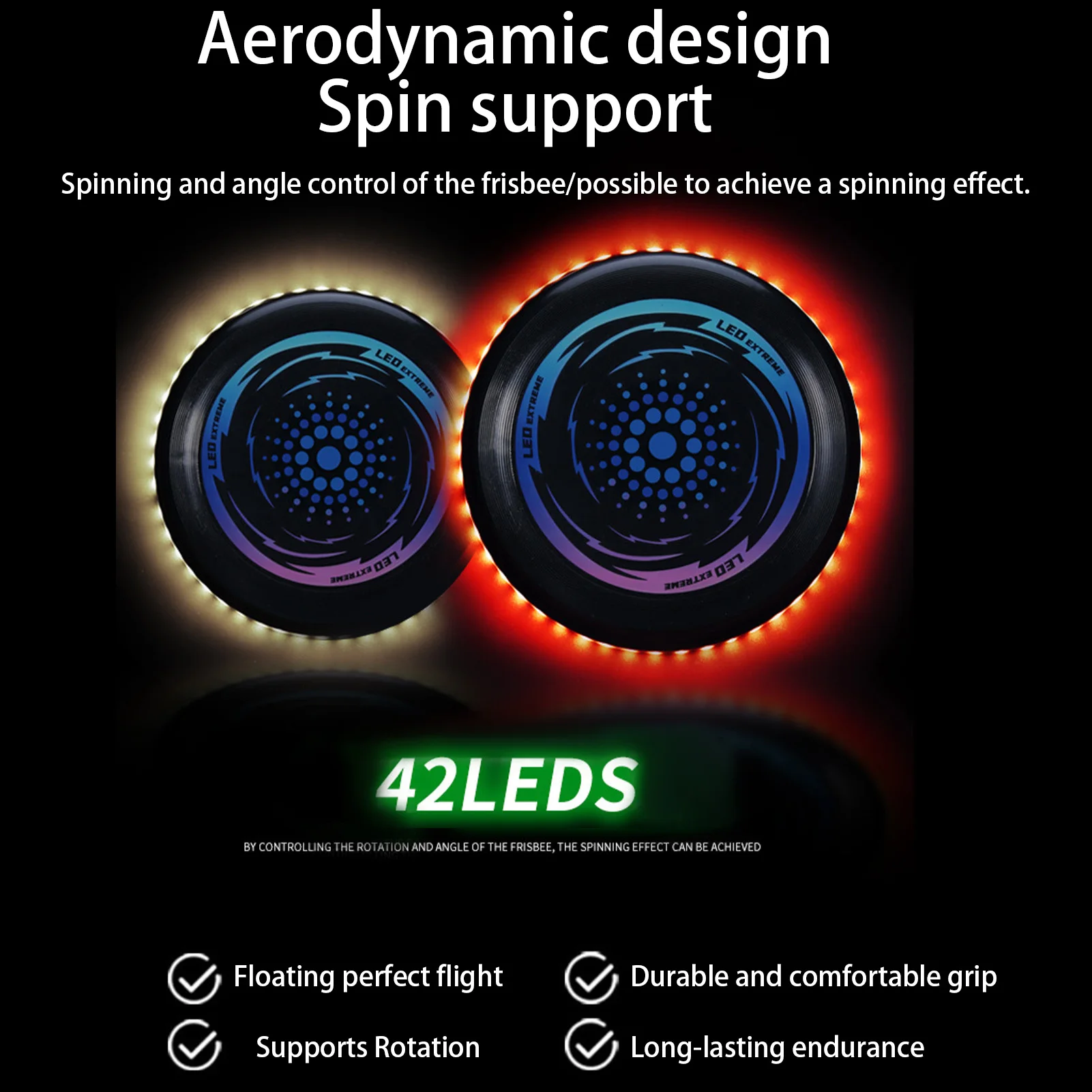 LED Light Up Flying Disc Outdoor Sport Disc Ultimate Brightness Flying Disc 42 LEDs For Outdoor Sports